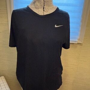 Nike Black Tee with White Swoosh Mens xl
